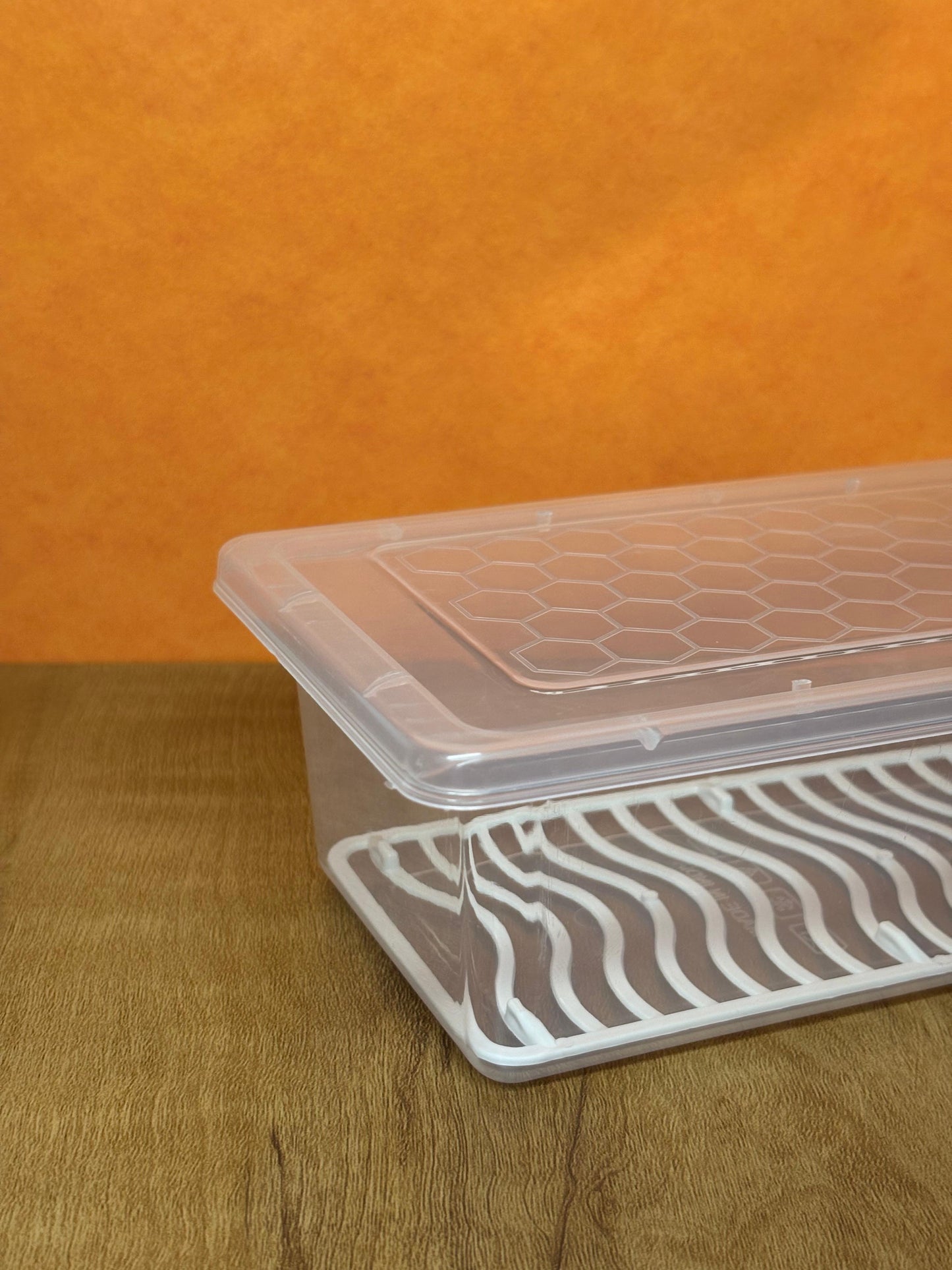CEVENZA Multipurpose Transparent Plastic Storage Box with Lid & Drain Tray – Pack of 6