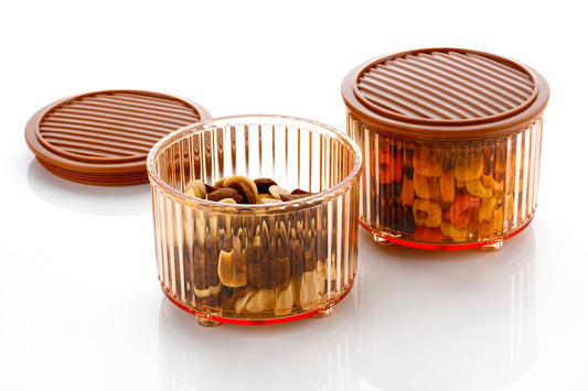 CEVENZA Transparent Snack & Dry Fruit Jars Containers (Pack Of 2)